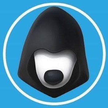 A hooded figure wearing a white mask with a single black eye is displayed on a teal background with a white circular outline, resembling the Mask Network logo.