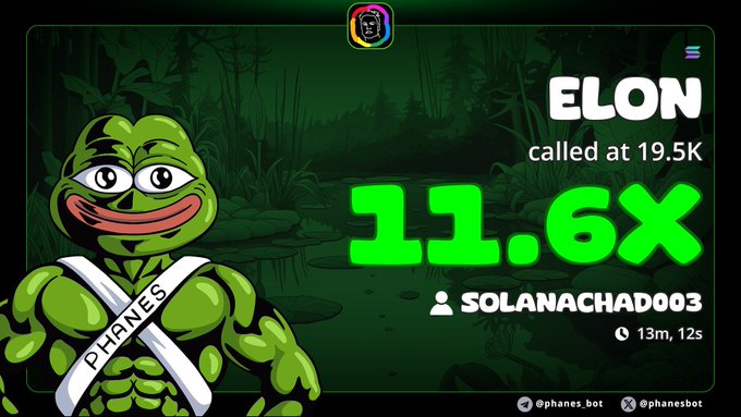 The image features a cartoon frog with muscles, wearing an X on its back, standing against a green background that includes text about Elon Musk's profits from his company. The frog appears to be smiling, adding a playful element to the scene.