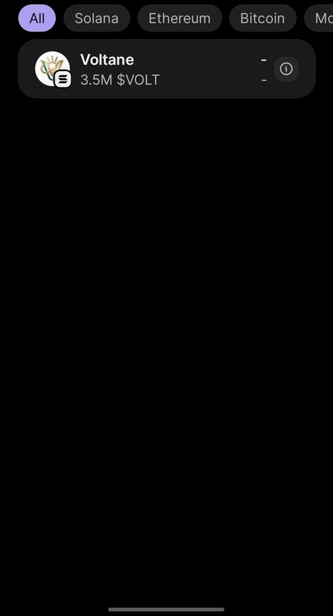 The image shows a black cell phone screen with a message from a cryptocurrency exchange named Volante. The message displays that the user's rewards have been successfully delivered, congratulating them for their win and expressing gratitude for the support they've provided.