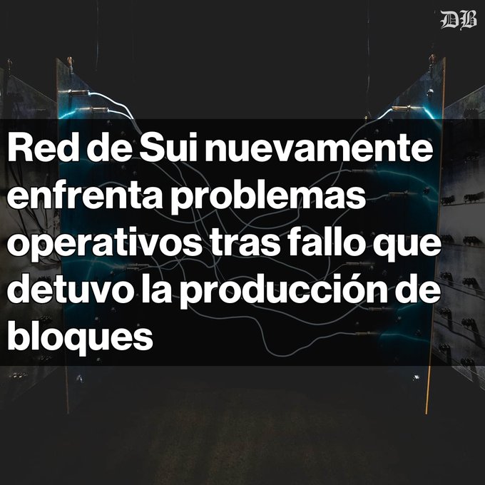 The image shows a black background with white text that reads "Red De Sui Nuevamente enfrenta problemas operativas Tras fallo Que de la Produccion bloques". The text is written in Spanish, which indicates that this content was likely created or edited by someone who speaks Spanish.

The image also features a black background with white lines and arrows pointing to the right side of the frame. These elements create an interesting visual effect as they draw attention to the text on the image.
