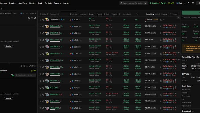 A trading interface from 'TradesCopy' displaying a leaderboard of traders with metrics such as P&L, Win Rate, and equity, including usernames like 'Pump_AiMi', 'GIGA_man1', and '7801_oCt0p', with a panel for 'Pump AiMi Pool Info'.