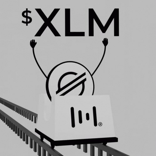 "$.XMLM" text is present within a graphic with a cartoon character riding a roller coaster, holding his hands up high. The image also includes several dollar signs and a roller coaster track beneath them. A caption reads "XLM distribution phase appears to be here, with the $0.20 breakout support (and the $0.22-$0.25 supply zone) now in focus." which implies that the ride's budget is currently being focused on by the XLM distribution team.