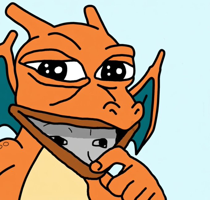 A cartoon illustration of a brown dragon-like creature with large eyes lifting its chin to reveal a gray, grimacing face hidden inside its jaw.