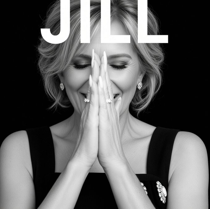 A black and white magazine cover or portrait photograph featuring a woman with her hands covering her mouth in surprise, with the name 'JILL' displayed in large white text at the top.