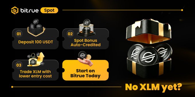 The image displays an advertisement for Bitcoinue, a cryptocurrency exchange platform. It features various symbols such as dollar signs, coins, and logos associated with Bitcoinue and trading. On this advertisement, there is text that talks about joining Bitcoinue on Bitcoinue Today or no $XLM yet? This suggests that the advertiser wants to inform potential users of Bitcoinue about their upcoming release in which they can participate in cryptocurrency trading without having any prior experience with Bitcoin. By offering a free trial and automatic spot bonus for new users, Bitcoinue provides an accessible entry into the world of cryptocurrency investing.