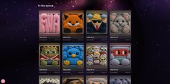 The image shows a heavily blurred vertical grid of colorful PFP-style character avatars, but no text or numbers are clearly legible. The image appears to represent a collection of unique digital profile pictures, relating to the post's announcement about backing the FWAIR PFP collection, though the blurriness obscures any specific details of the individual NFTs.