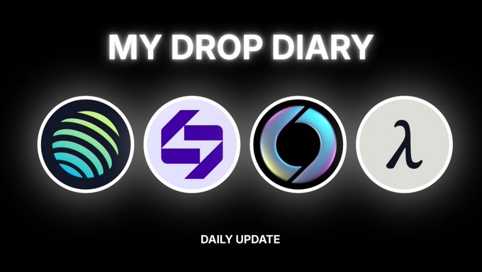 The image features a poster for a daily update of a drop diary, with four different logos representing various cryptocurrency symbols. The text "My Drop Diary" is written at the top of the poster, while the logos are positioned below it. The first logo on the left side reads "Jup.ag/prediction/wor", and the second one says "STBL". The third logo displays a blue circle with a green line through it, representing Bitcoin. The fourth logo is a white circle with a black line through it, symbolizing Ethereum.