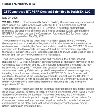 The focus should be on the text present on an online email or news website, which mentions a press release from the Commodity Futures Trading Commission (CFTC) regarding three approved CCP operators. This information provides details about the market activities these operators are involved in and highlights their participation with the CFTC. However, there is no specific content related to Bitcoin or other cryptocurrencies within this text. Therefore, attention should be directed towards understanding how this press release relates to the broader topic of market regulations and trading platforms offered by the CFTC for US users.