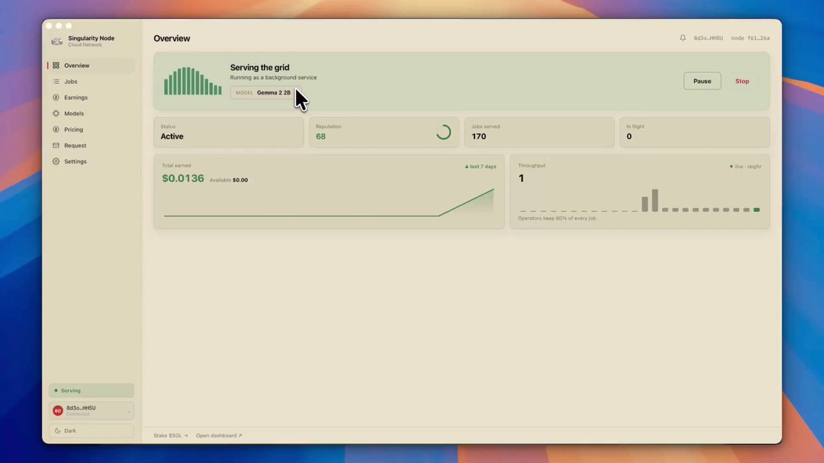 The image features a computer screen displaying details about an app named "SINGULARITY NODE APPS" with a summary stating that there has been a major performance upgrade, which includes updated context windows and a longer operator experience. The app is now available in a larger version for better functionality and improved user satisfaction.