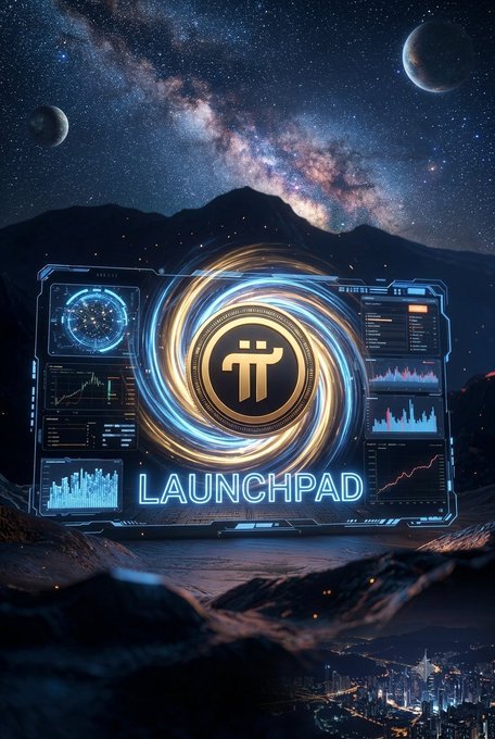 A futuristic holographic dashboard titled "LAUNCHPAD" features the Pi Network logo at its center, surrounded by glowing data charts and starry cosmic imagery symbolizing the cryptocurrency's upcoming milestone. The image visually reinforces the post's message about the countdown to Pi Network's September 15 Mainnet upgrade and Protocol 27 deployment.