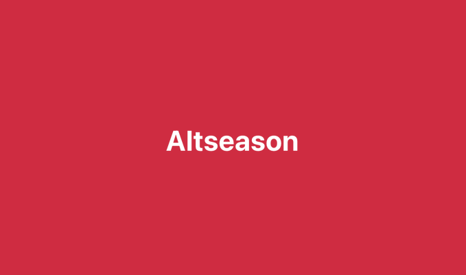 A solid red background with the word 'Altseason' written in white text in the center.