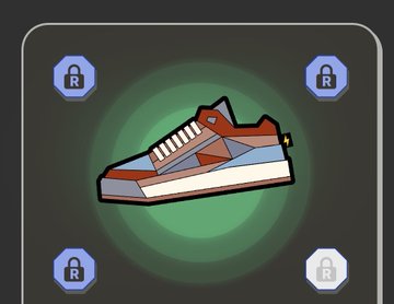The image features a cartoon shoe with a blue sole, red heel, and white laces. The shoe appears to be made of paper or cardboard, giving it a unique appearance. There are four lockpicks surrounding the shoe, suggesting that it might be part of an interactive game or puzzle. The post also includes some text about the shoe's design and its connection to the lockpicks.