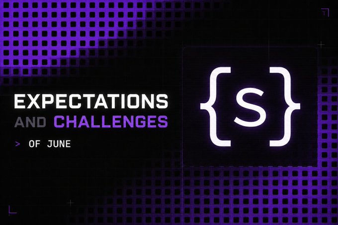 The image features a purple background with the word "Expectations" written above a white square containing an arrow pointing downwards, suggesting that something has been expected or anticipated. Below this, there's a smaller white square with the word "Challenges" written in black text. The overall layout of the image is simple and straightforward, with the two squares placed side by side to convey their respective messages.