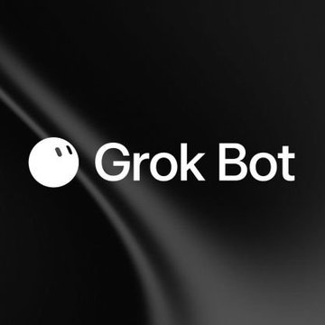 The "Grok Bot" logo is displayed in white text alongside a minimalist circular robot icon on a dark, glossy background. The image visually reinforces the post's claim of skyrocketing Grok Bot usage growth tied to ticker $SPCX.