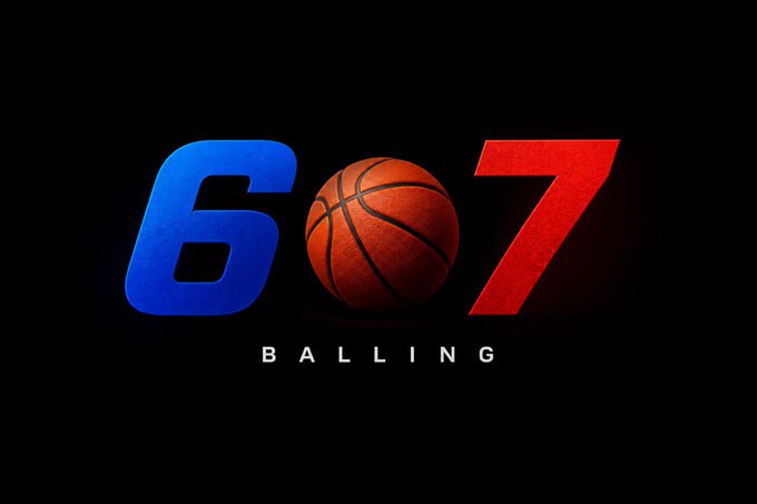 A bold logo graphic on a black background displaying the text '607 BALLING' in blue and red, with a realistic orange basketball replacing the zero between the numbers.
