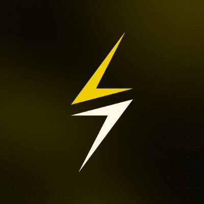 A yellow and white lightning bolt logo displayed on a dark yellow background.