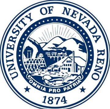 The official seal of the University of Nevada, Reno, featuring mountains, buildings, and the Latin motto 'OMNIA PRO PATRIA' with the founding year 1874.