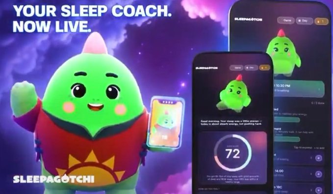 The image features a green robot character, likely from the game "Minecraft", holding a cell phone with an app displayed on its screen. The app appears to be related to sleep tracking or a similar health-related feature. The robot character seems to be promoting the idea of using technology for better sleep habits and tracking progress in achieving a healthy lifestyle.