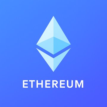 This image presents a blue background with a white text box positioned below a triangle logo. The textbox contains some information about the cryptocurrency named Etherum. In the context of the post provided, there are two sentences which describe Ethereum's value at the moment being $2,000 per coin and that it is projected to dip next month.