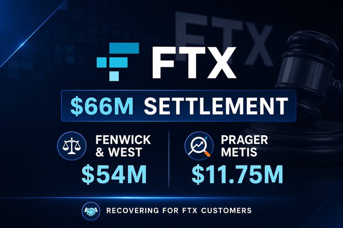 "Good Evening Everyone...! Breaadying: FTX's bankruptcy estate has secured another round of recoveries, with former legal counsel Fenwick & West and auditor Prager Metis agreeing to a combined $66 million settlement tied to litigation stemming from the collapse of the".