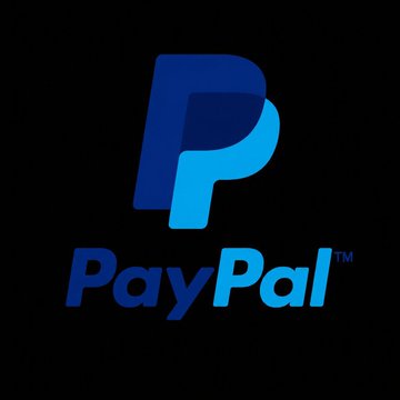 The PayPal logo featuring the stylized blue 'P' icon above the 'PayPal' wordmark on a black background.