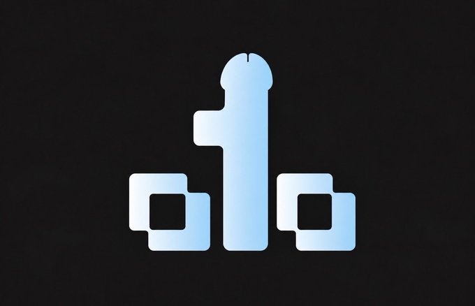 A glowing white and blue icon resembling a key or a stylized robot figure on a black background.