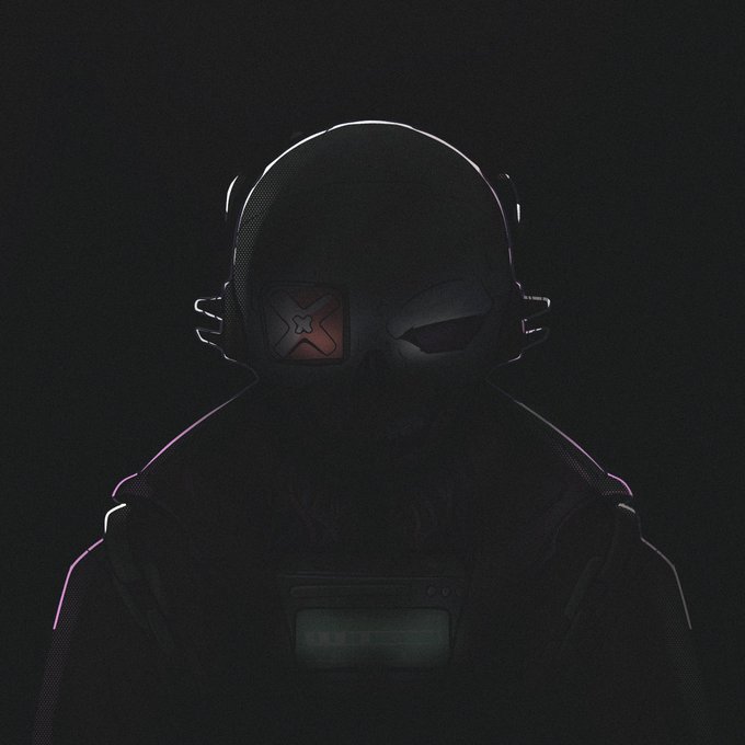 The image features a person wearing a helmet with a skull design, standing against a black background. The person's face is intentionally obscured by the shadow of their helmet, giving them an intense and mysterious appearance. The caption above the image reads "SCAV is a veteran racer who has spent years on the circuits, building a reputation that few can ignore," which seems to be related to the main subject in the image.