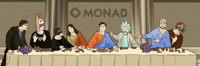 The image features a cartoon depiction of people sitting around a long dining table with various items such as cups, bowls, forks, knives, spoons, and wine glasses. The characters are wearing masks or costumes that include a mask for a clown, a mask for a jester, and a mask for a king. The post is about how these characters came together at the same table in different corners of the internet to create this legend.