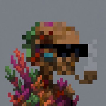 Pixel art sprite of the video game character Samus Aran from the Metroid series, wearing a helmet with a flowing cape-like armor.