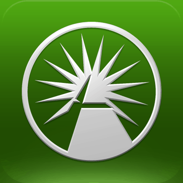 A green and silver logo featuring a stylized starburst or explosion design emanating from a pyramid or triangular base, enclosed within a circle.