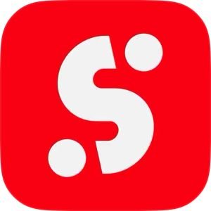 Red square app icon featuring a stylized white 'S' logo.
