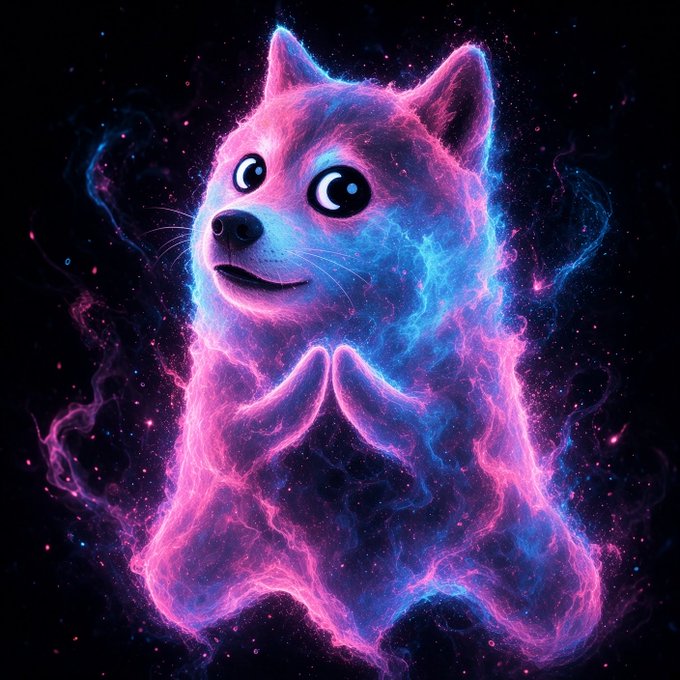 A glowing, cosmic Shiba Inu dog with pink-and-blue energy surrounds its paws against a dark background. The image celebrates the $SHIBU Solana community and their excitement for Friday evening.
