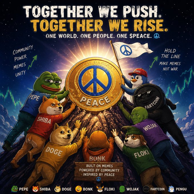 The image features a group of cartoon dogs wearing shirts with various colors, including red, blue, green, yellow, orange, and white. The dogs are depicted as being part of a team or club, with one dog holding up a peace sign above them. The background of the image is dark, which contrasts with the colorful attire of the dogs and emphasizes their presence in the scene. The text "Together we push. Together we rise." is written at the top of the image, suggesting that the group of cartoon dogs represents unity or collaboration.