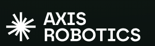 A dark image showing a logo or graphic design with the text 'AXIS ROBOTICS' in white stylized lettering alongside a geometric starburst or cross symbol.