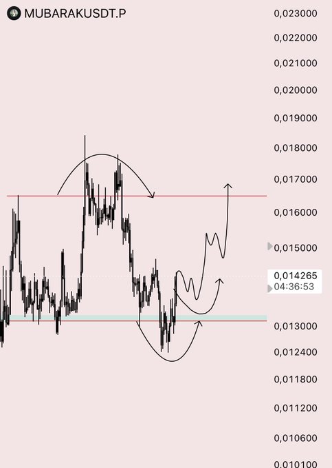 A screenshot of a trading chart from a cryptocurrency exchange named MUBARAK USDTTP.