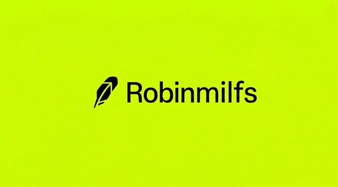 The image displays the Robinmilfs logo, featuring a black feather icon beside the brand name on a bright lime-green background. This serves as the branding for the NFT collection being promoted in the post, which outlines the maximum wallet (WL) spot requirements and alphabetic allocation tiers.