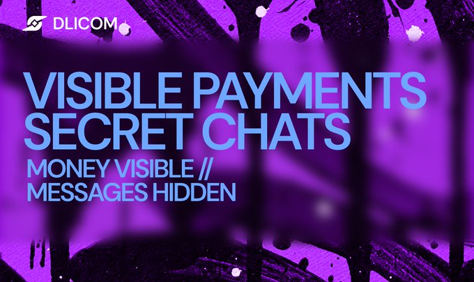 The image features a purple background with white text that reads "Visible payments secret chats". The text is written in a serif font, giving it a formal appearance. Below this, there are three bullet points explaining the concept of visible payments and their relation to the post.