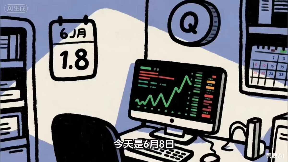 The image features a cartoon depiction of an office setting with various objects such as a computer monitor, keyboard, mouse, and books. The computer monitor displays a chart that seems to be showing an upward trend over time, which could suggest that the company is involved in cryptocurrency trading or analyzing market data. There's also a clock on the wall that adds to the realistic representation of an office environment.