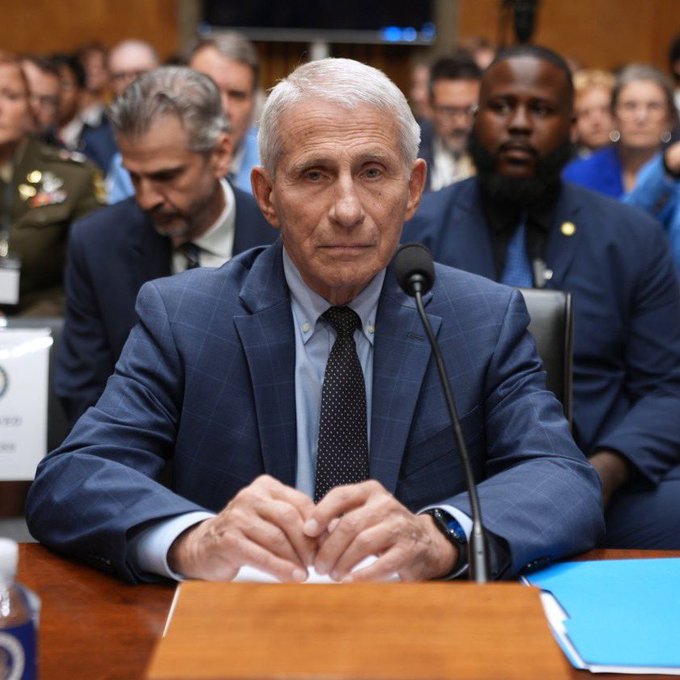 A man in a blue checkered suit sits at a microphone with a serious expression, surrounded by others in a formal hearing setting, with no visible text or names. The image appears to depict Dr. Anthony Fauci, which the meme humorously uses to suggest users who don't engage with a promoted prediction market end up looking as though they're being scrutinized or put on trial.