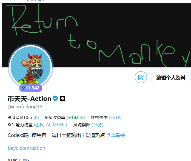 The image features a post on social media where someone has written "Return to Monkey" with a green background. The post includes a picture of a monkey wearing a hat and a caption that reads "It's been amazing to watch so many new Apes from China joining the Club and finding each other". The post also mentions that it was created by a user named @xiaoLong939, who has a profile on social media.