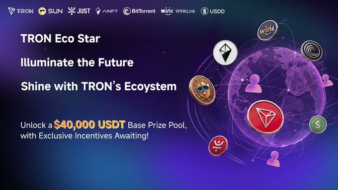 The image features a purple background with various logos and text related to the TRON Eco Star program. One of the key messages displayed is "The TRON Eco Star Program is entering a much bigger phase As the TRON ecosystem keeps expanding globally, the creators helping drive that growth are now getting even stronger support, visibility, and rewards through #TRONEcoStar". This message emphasizes the importance of the program in the context of the growing TRON community.

The image also includes several logos for different cryptocurrency exchanges, such as Bitcoin and Ethereum, which further supports the idea that this is a global expansion of the TRON ecosystem. The text "Focus on what is in the image and how it relates to the post" suggests that the main focus should be on understanding the content of the image and its connection to the TRON Eco Star program.