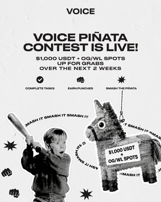 The image features a poster advertising a contest for a Piñata. The poster includes a picture of a boy holding a baseball bat, with a donkey pinata nearby. The text on the poster encourages people to participate in the contest by completing tasks or earning punches and smashing the piñata within two weeks. The post also mentions that there is a prize for the winner, which could be a monetary reward or some other form of recognition.