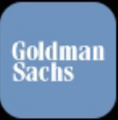 A blue rounded-square app icon featuring the white text 'Goldman Sachs'.