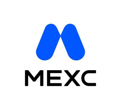 The MEXC cryptocurrency exchange logo featuring a stylized blue 'M' symbol above the black 'MEXC' text on a white background.