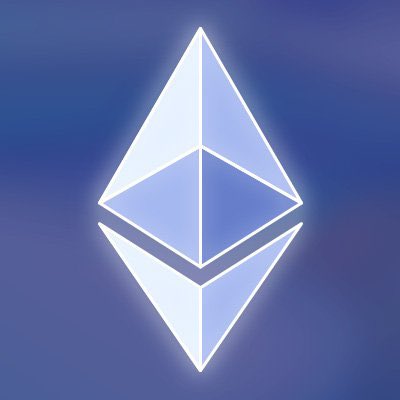 The image features the Ethereum (ETH) logo, a distinctive diamond-shaped symbol with geometric facets, rendered in white against a gradient blue background. This visual directly represents the cryptocurrency being discussed in the post, which highlights Ethereum's diverse use cases including NFTs, Layer 2 networks, and privacy protocols.