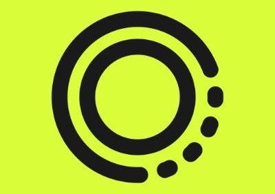 A minimalist black and neon yellow-green logo featuring concentric circular arcs with dotted segments, resembling a stylized loading or progress indicator.