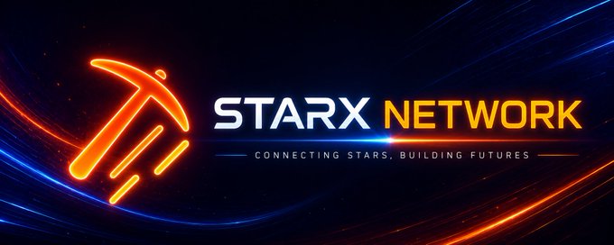 A sleek digital banner displays the "STARX NETWORK" logo in glowing orange neon, accompanied by the tagline "CONNECTING STARS, BUILDING FUTURES," set against a dynamic backdrop of sweeping blue and orange light trails. The image visually reinforces the post's tone of underwhelming disappointment, serving as the company's polished branding amid community criticism over the lack of substantial content in their August 31 announcement.