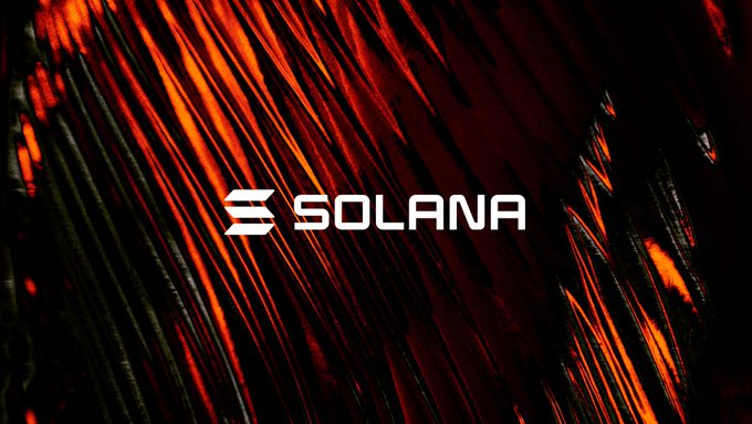 Solana logo displayed in white against a dramatic red and black background of light streaks.