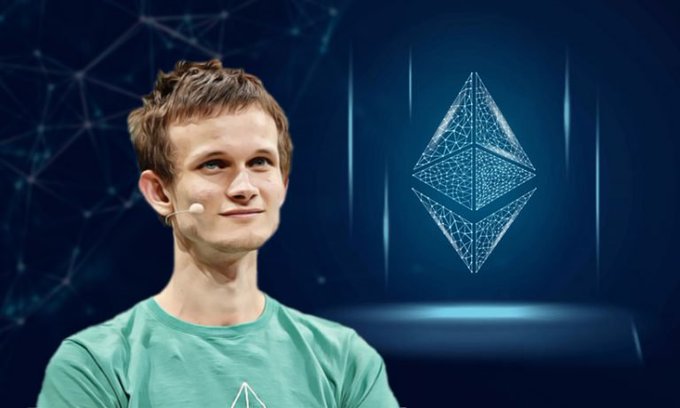 This image features Vitalik Buterin, the co-founder of Ethereum, alongside the Ethereum logo, celebrating the cryptocurrency's 11th anniversary.