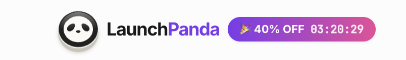 An advertisement banner for "LaunchPanda" offering a 40% discount with a countdown timer of 03:20:29.